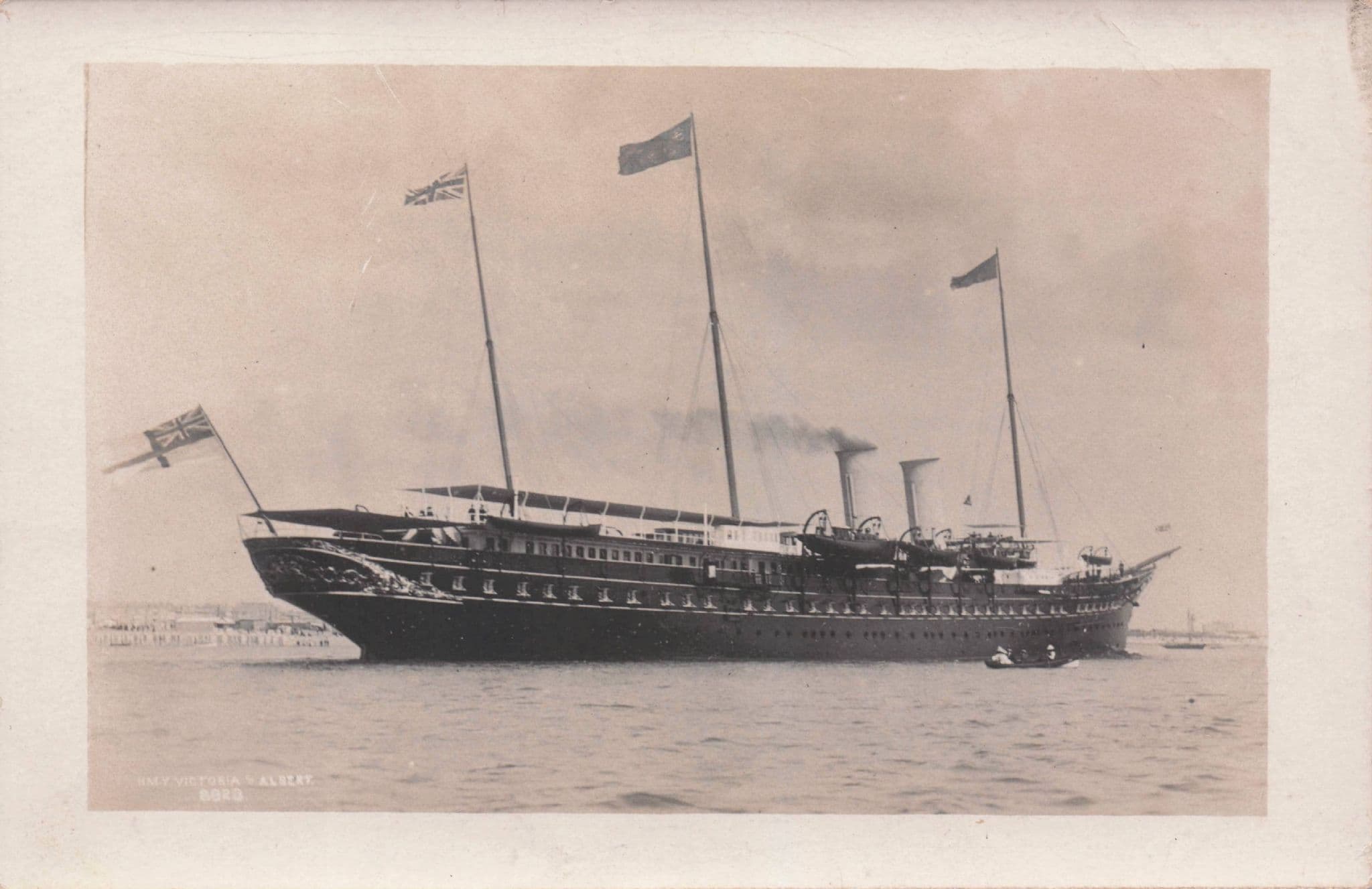 The Royal Yacht Victoria & Albert & Lifeboat 8828 Ship Rare Old Postcard