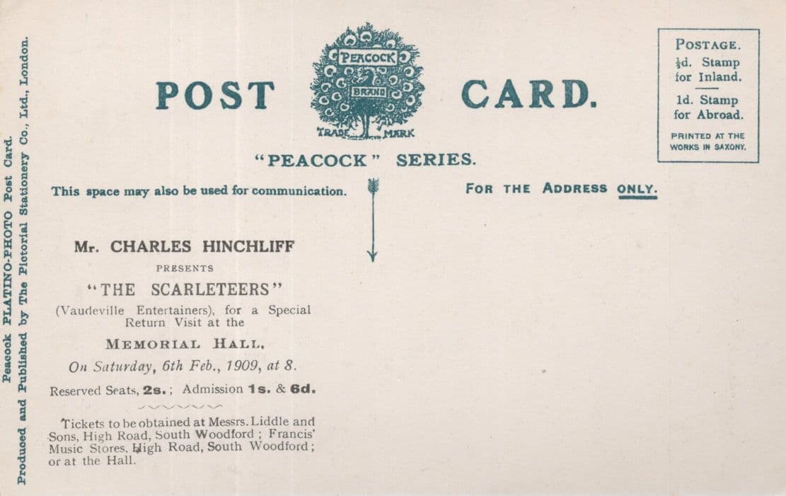 The Scarleteers Woodford Live Theatre Advertising Antique Postcard
