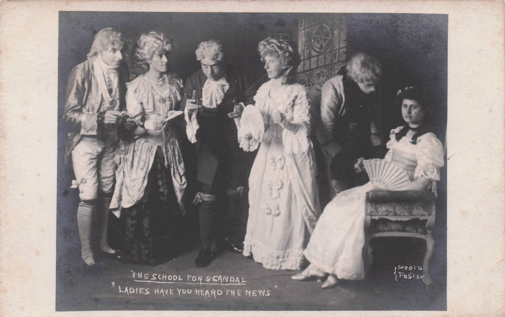The School For Scandal Ladies Have You Heard News Antique Theatre Postcard