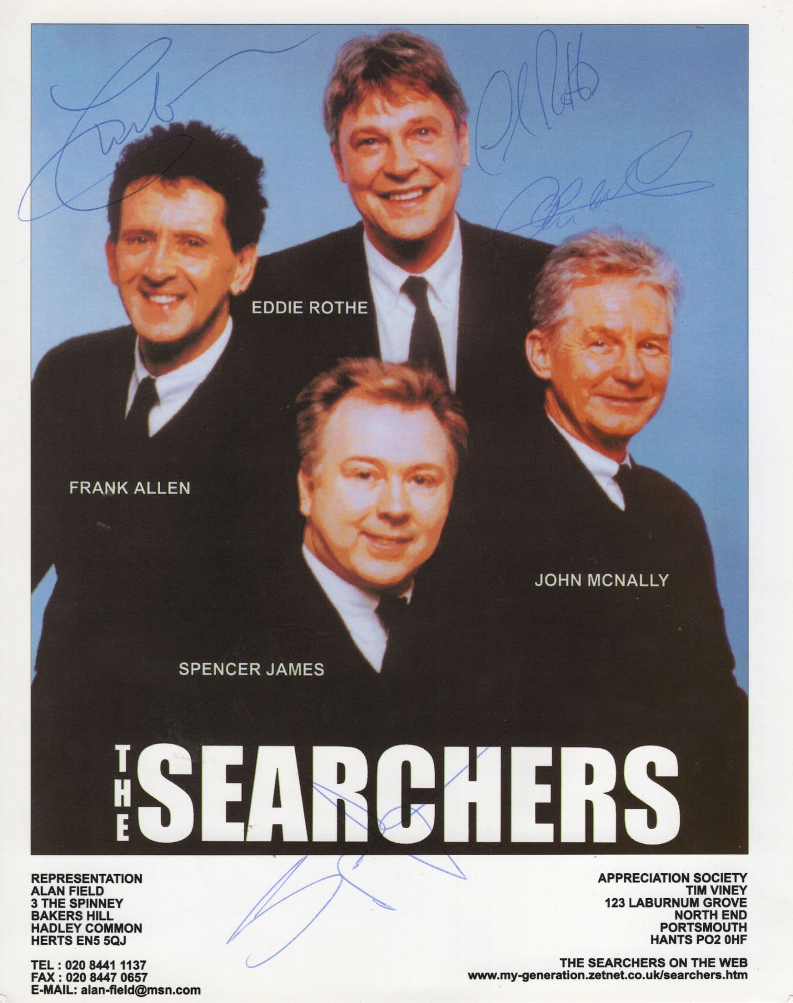 The Searchers Merseybeat 10x8 FULLY Large Hand Signed Photo