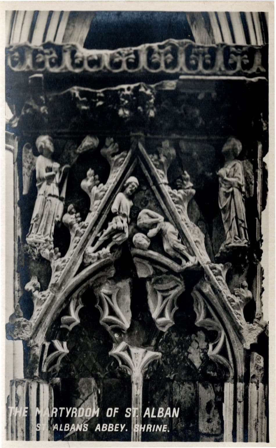 The Shrine Martydom Of St Alban Herts Antique Sculpture Postcard