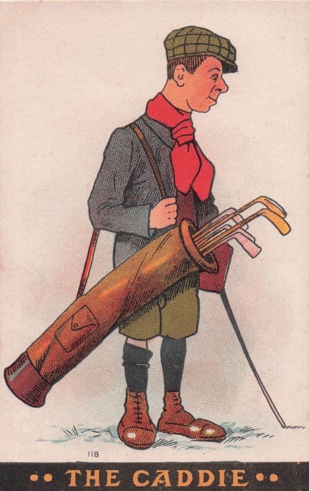 The Sleepy Caddie Golf Golfing Antique Comic Postcard