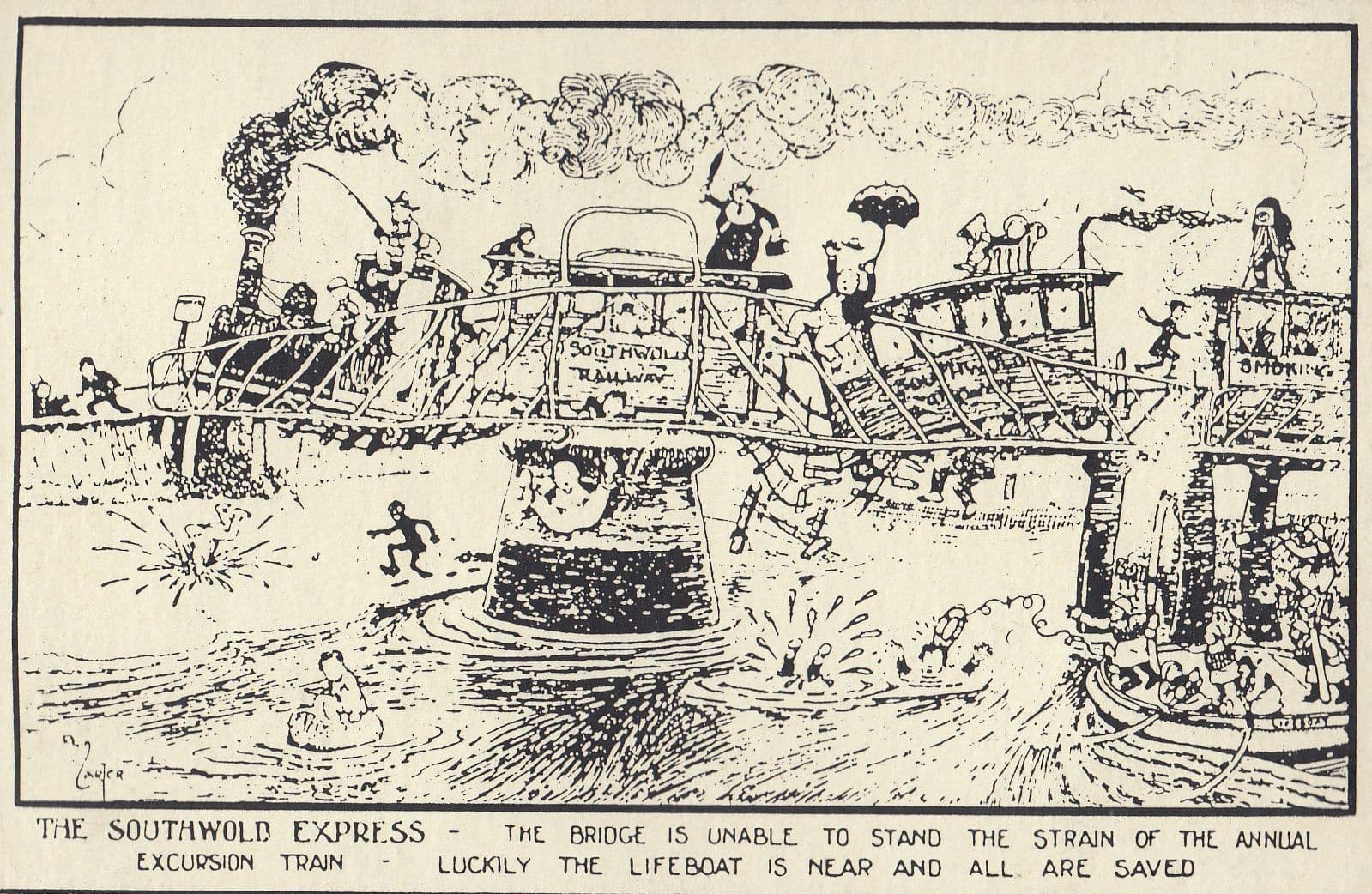 The Southwold Express Train Lifeboat Suffolk Old Poster Postcard