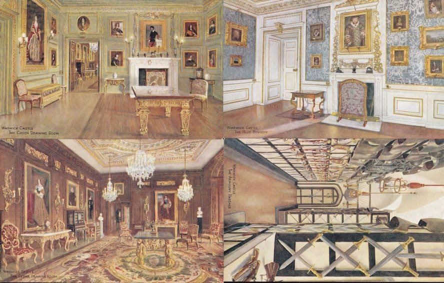 The State Rooms Warwick Castle 6x Postcard Painting Collection