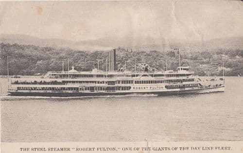The Steel Steamer Robert Fulton Day Line Fleet Ship Antique Postcard