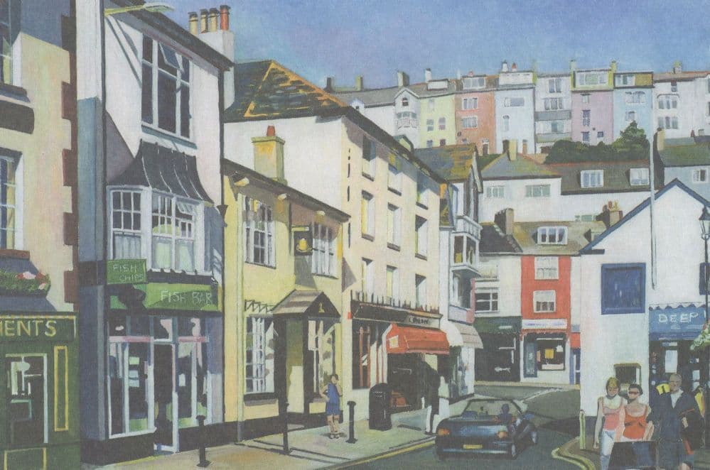 The Strand Brixham Fish & Chip Shop Amusements Devon Postcard