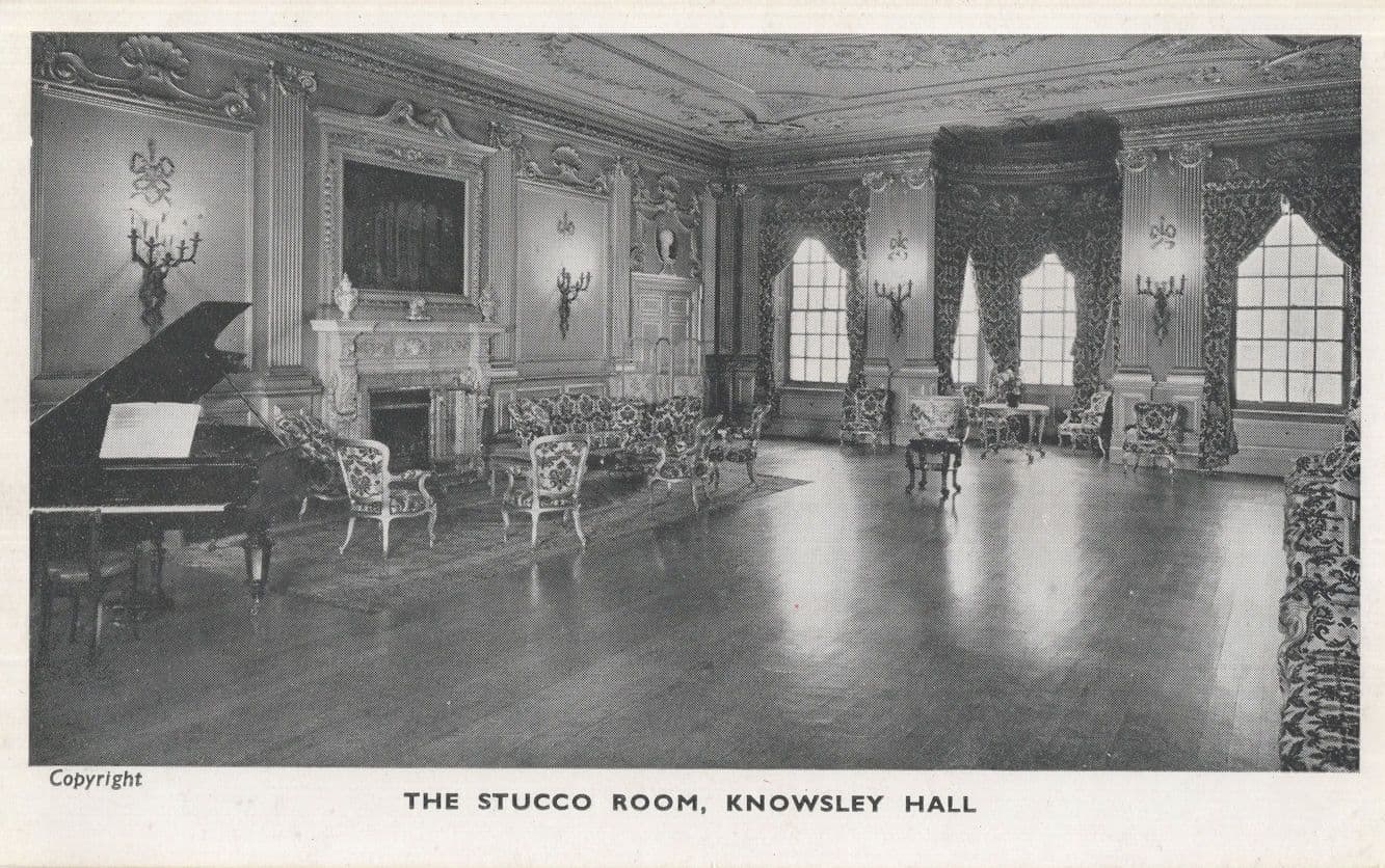 The Stucco Room Knowsley Hall Liverpool Lancashire Old Postcard