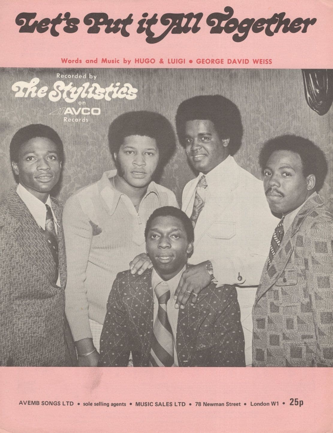 The Stylistics Let's Put It All Together Rare EX 1970s Soul Disco Sheet Music
