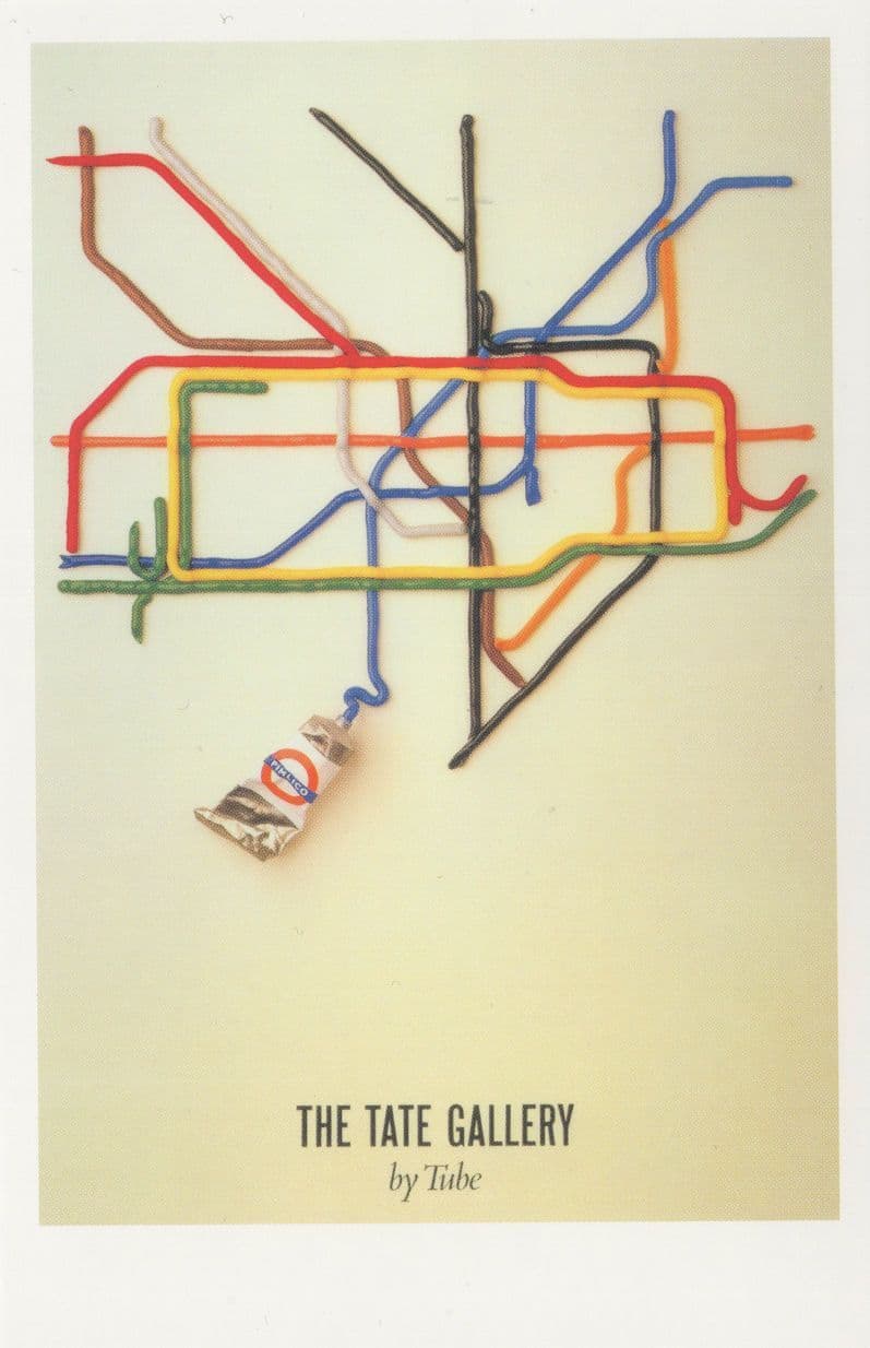 The Tate Gallery Tube Train Map Toothpaste London Poster Postcard