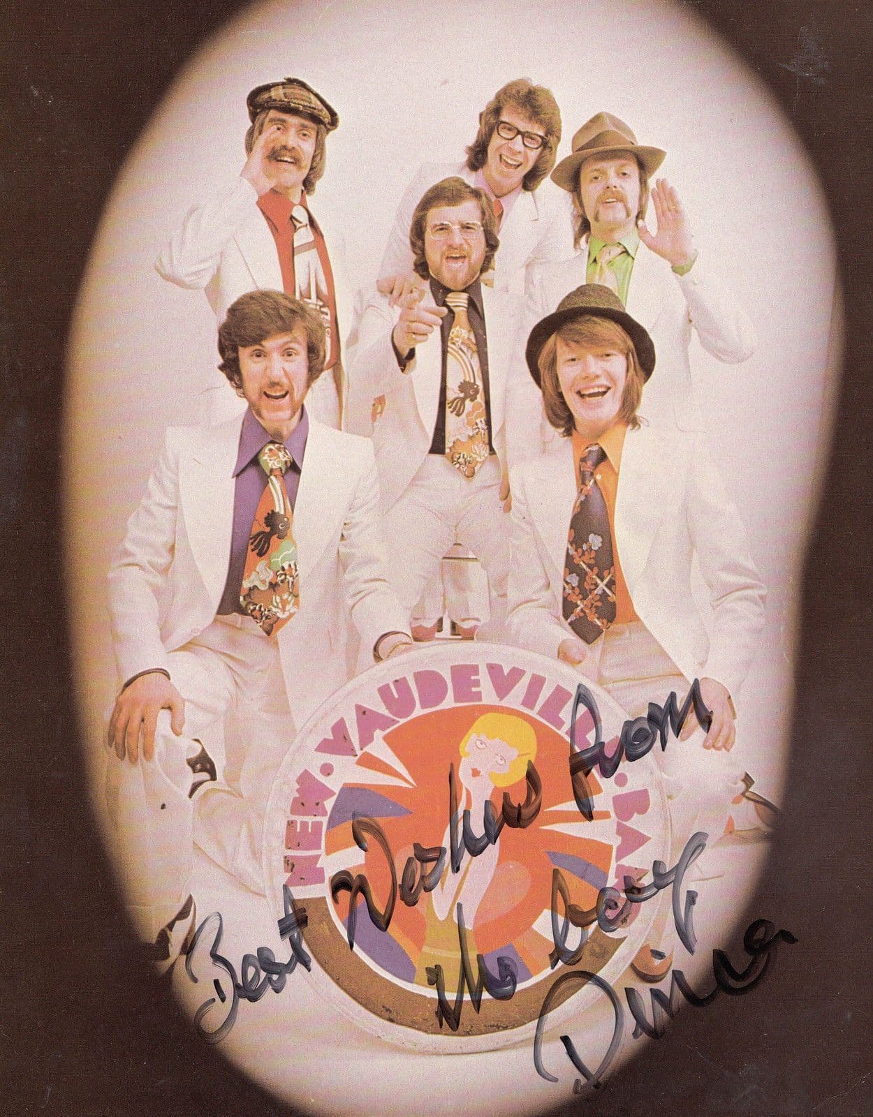 The Vaudeville Band writers Of Winchester Cathedral 7" Record Hand Signed Photo