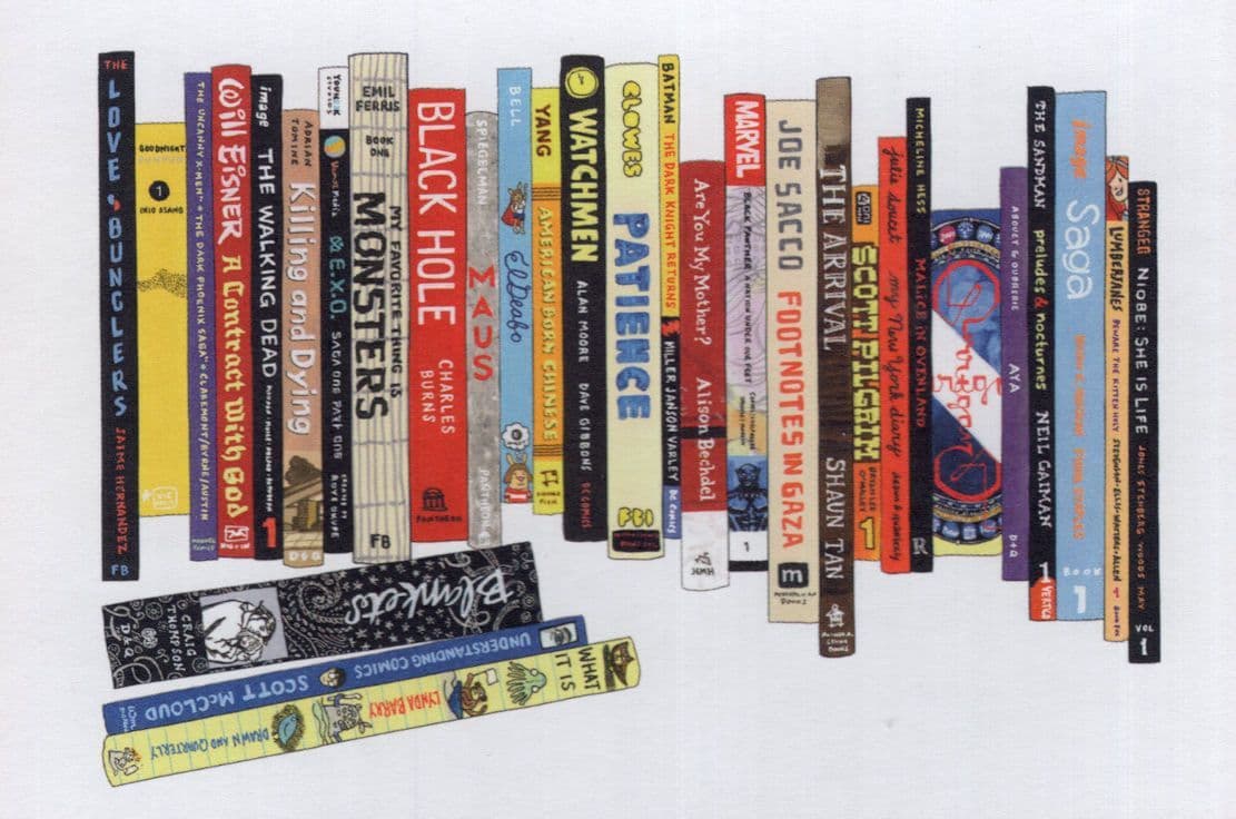 The Walking Dead Graphic Novel Comic Book Bookshelf Art Postcard