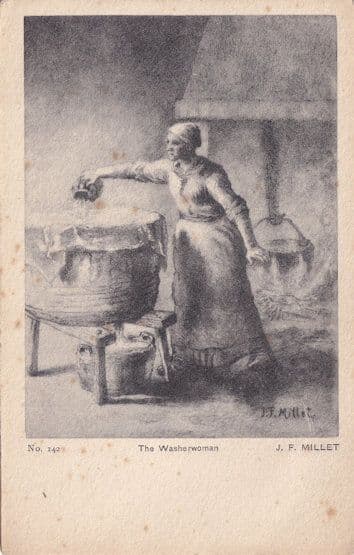 The Washerwoman Millet Antique French Painting Postcard