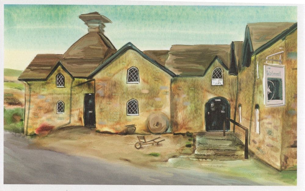 The Watermill Bookshop Aberfeldy Scottish Book Store Painting Postcard