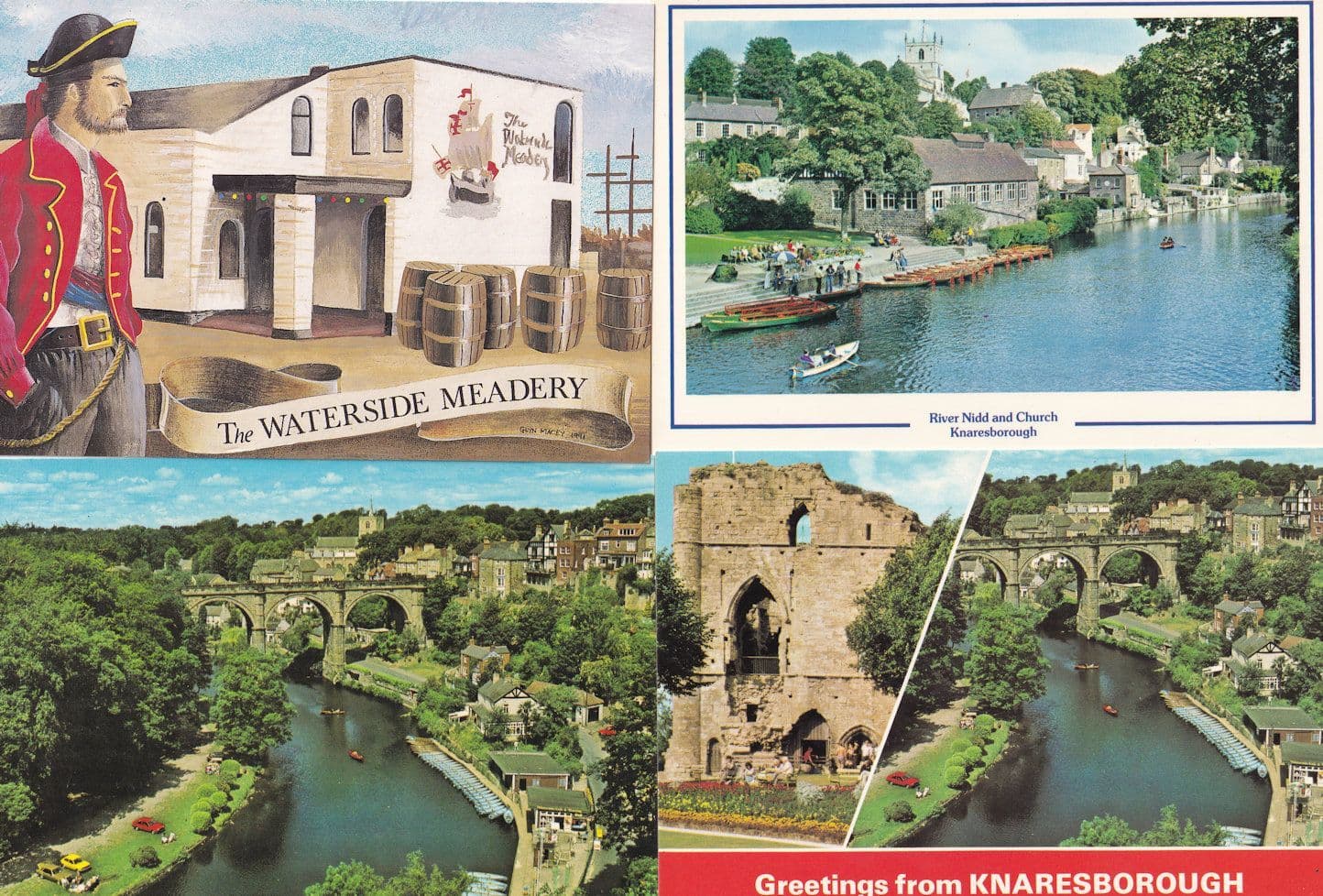The Waterside Meadery Knaresborough River Nidd 4x Postcard s