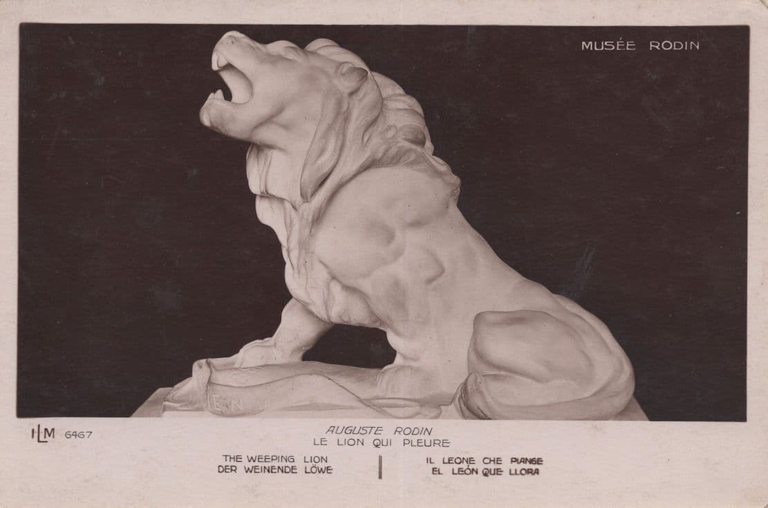 The Weeping Lion Antique Statue Postcard