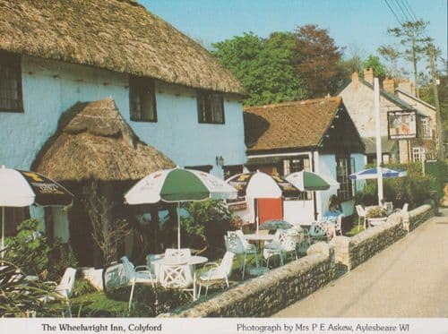 The Wheelwright Inn Tennants Extra Beer Umbrella Devon Old Colyford Pub Postcard