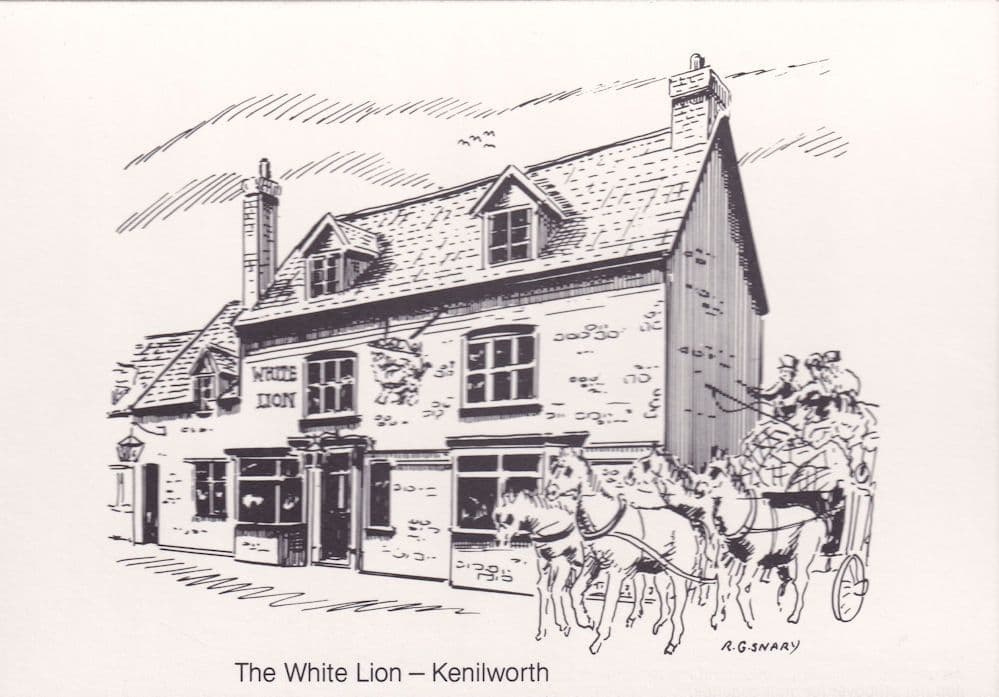 The White Lion Pub Kenilworth Warwickshire Painting Postcard