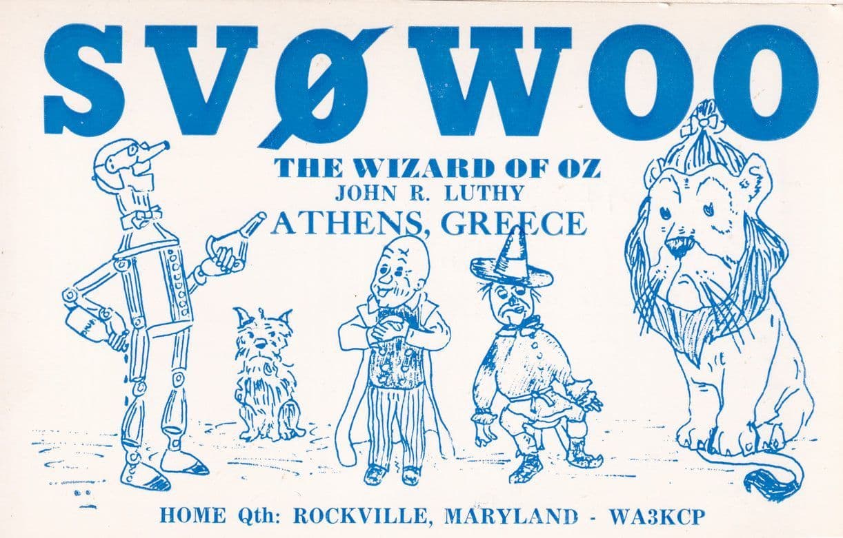The Wizard Of Oz Amateur Radio Athens 2x Greece Greek 2x QSL Contact Card