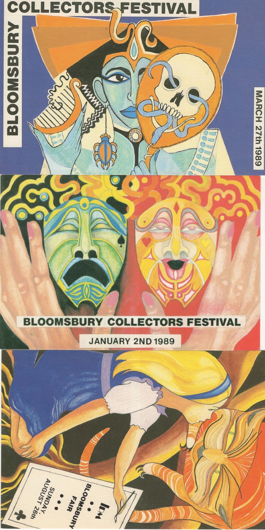 Theatre Drama Mask Alice In Wonderland 3x Advertising Postcard s