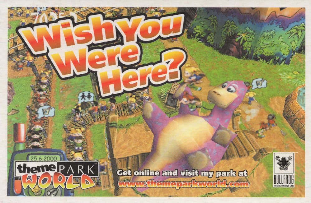 Theme Park World PC Game Advertising Postcard