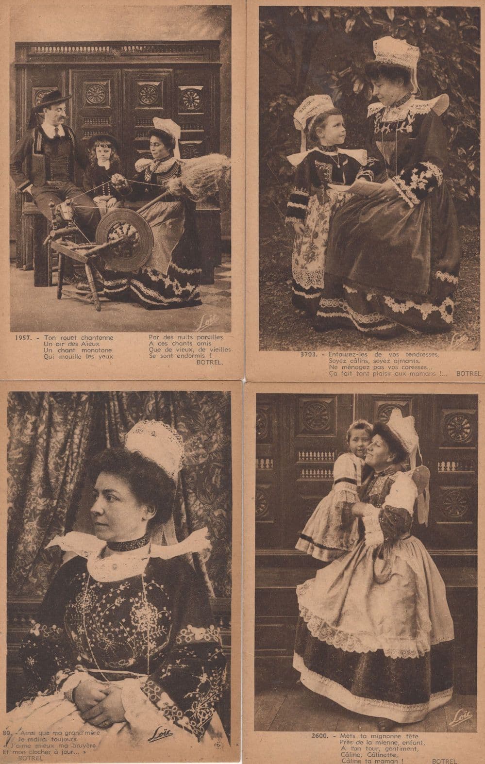 Theodore Botrel 4x French Costume Poems Old Postcard s