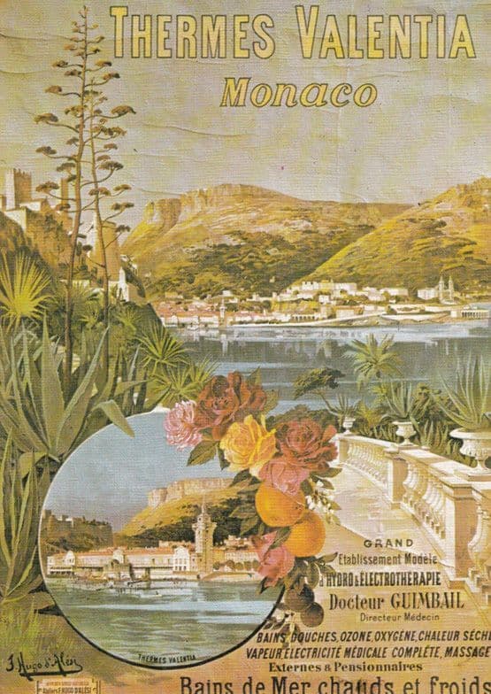 Thermes Valentia Monaco French Poster Advertising Postcard