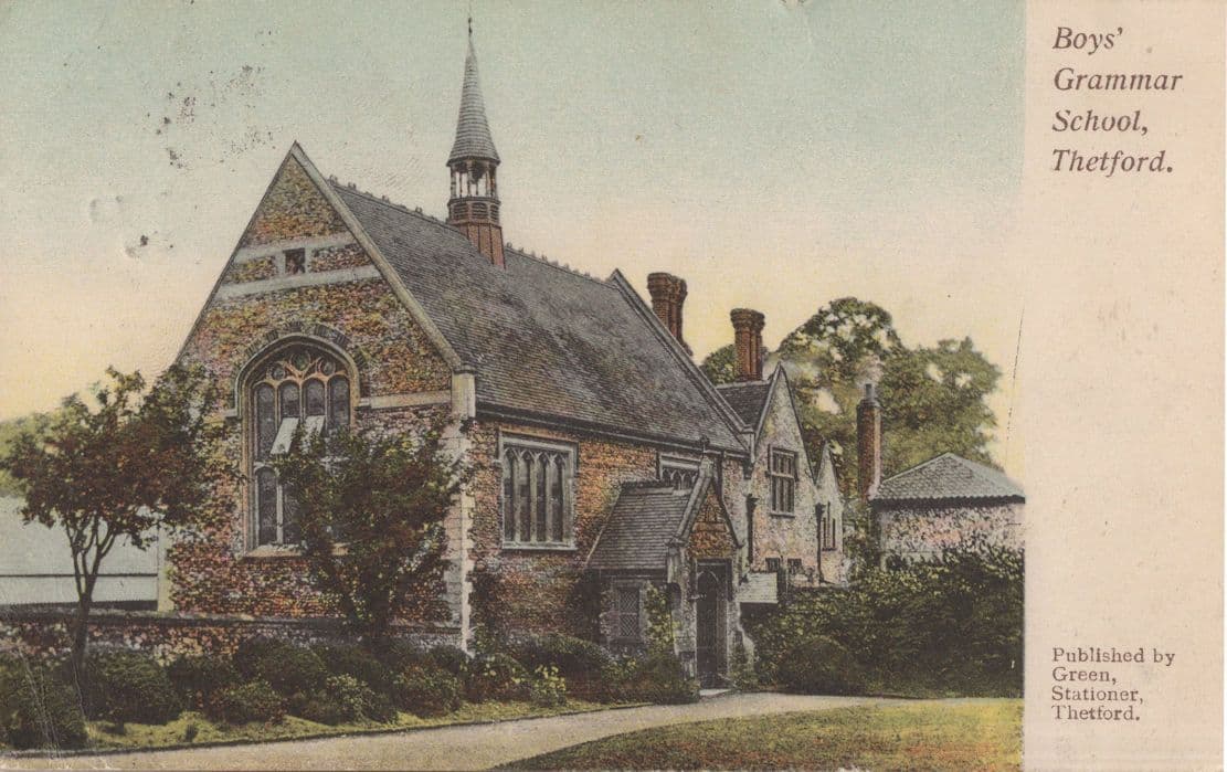 Thetford Grammar School Norfolk Antique Colour Postcard