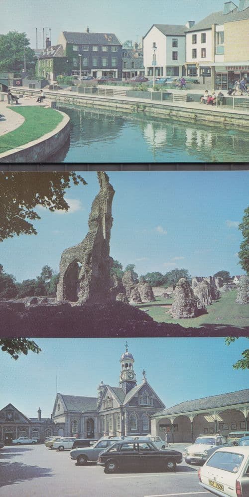 Thetford Priory Town Bridge Riverside Guildhall Market Square 3x 1970s Postcard