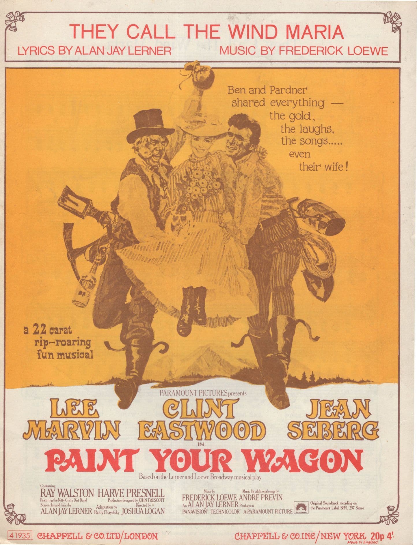 They Call The Wind Maria Clint Eastwood Sheet Music
