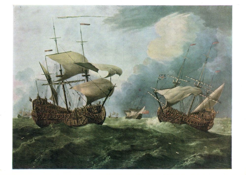 Third Rates In A Squall Ship Van De Valder Painting Museum Postcard