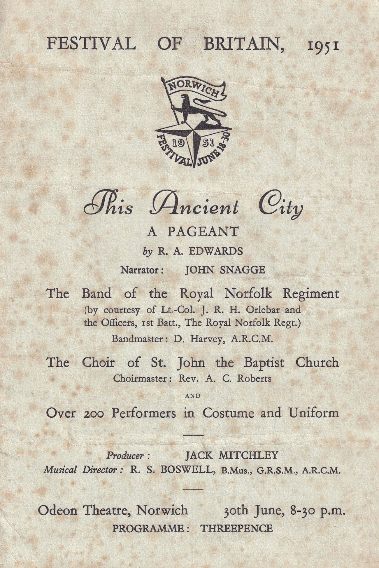 This Ancient Norfolk City Boy Scouts Girl Guides Pageant 1951 Ephemera