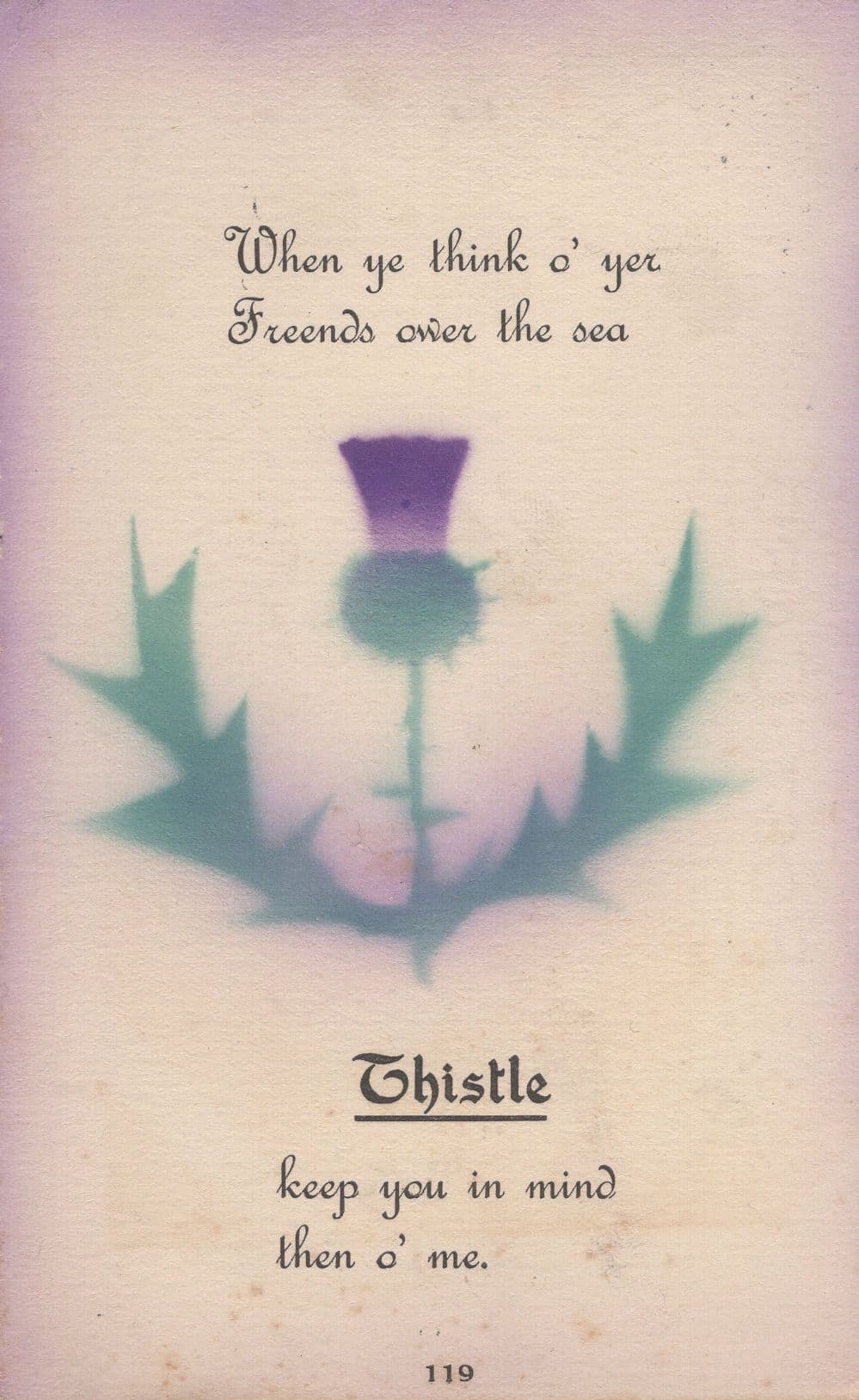 Thistle Man Hands Friends Over Across The Sea Old Postcard