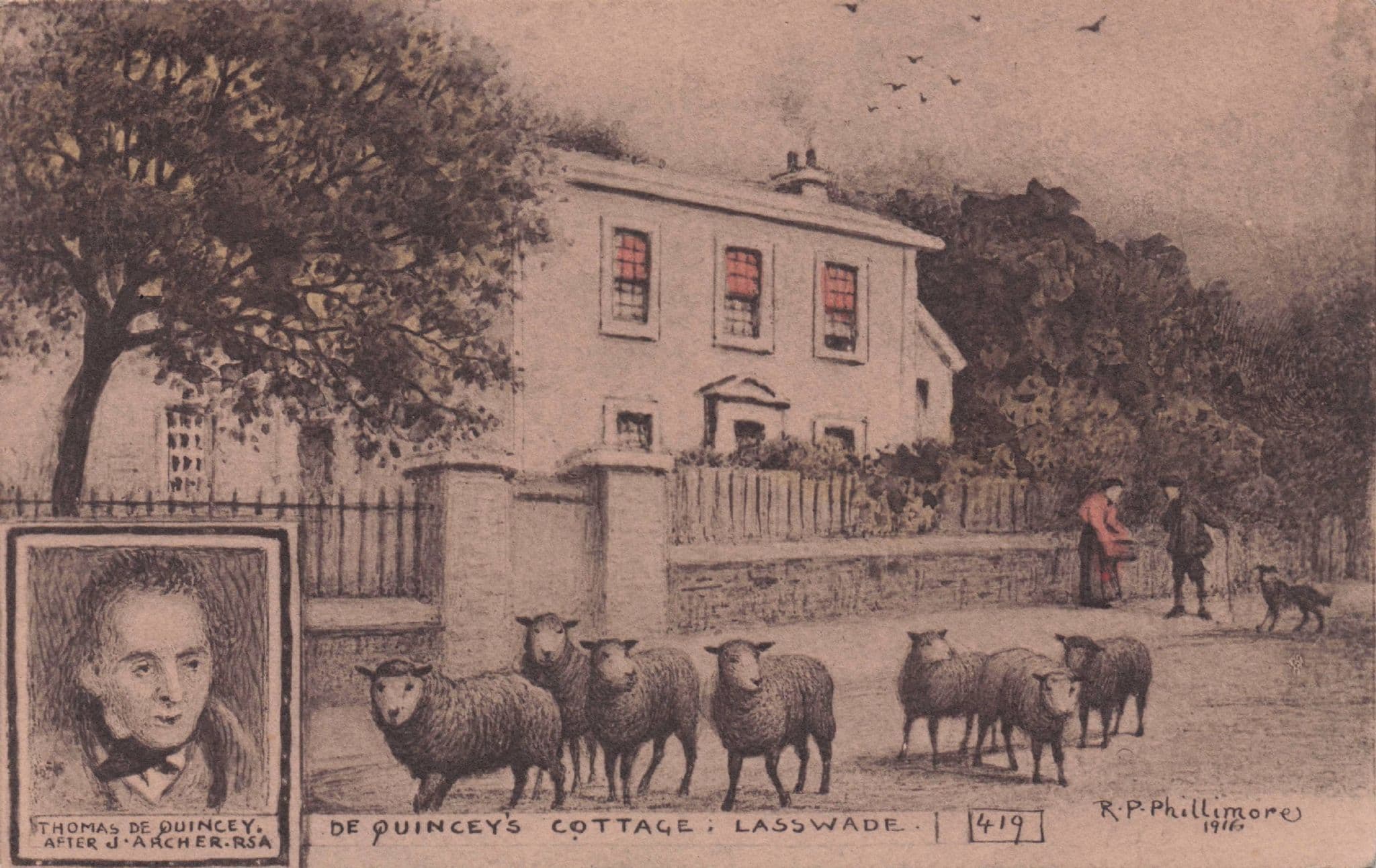 Thomas De Quincay Cottage Lusswade Phillimore WW1 Old Postcard