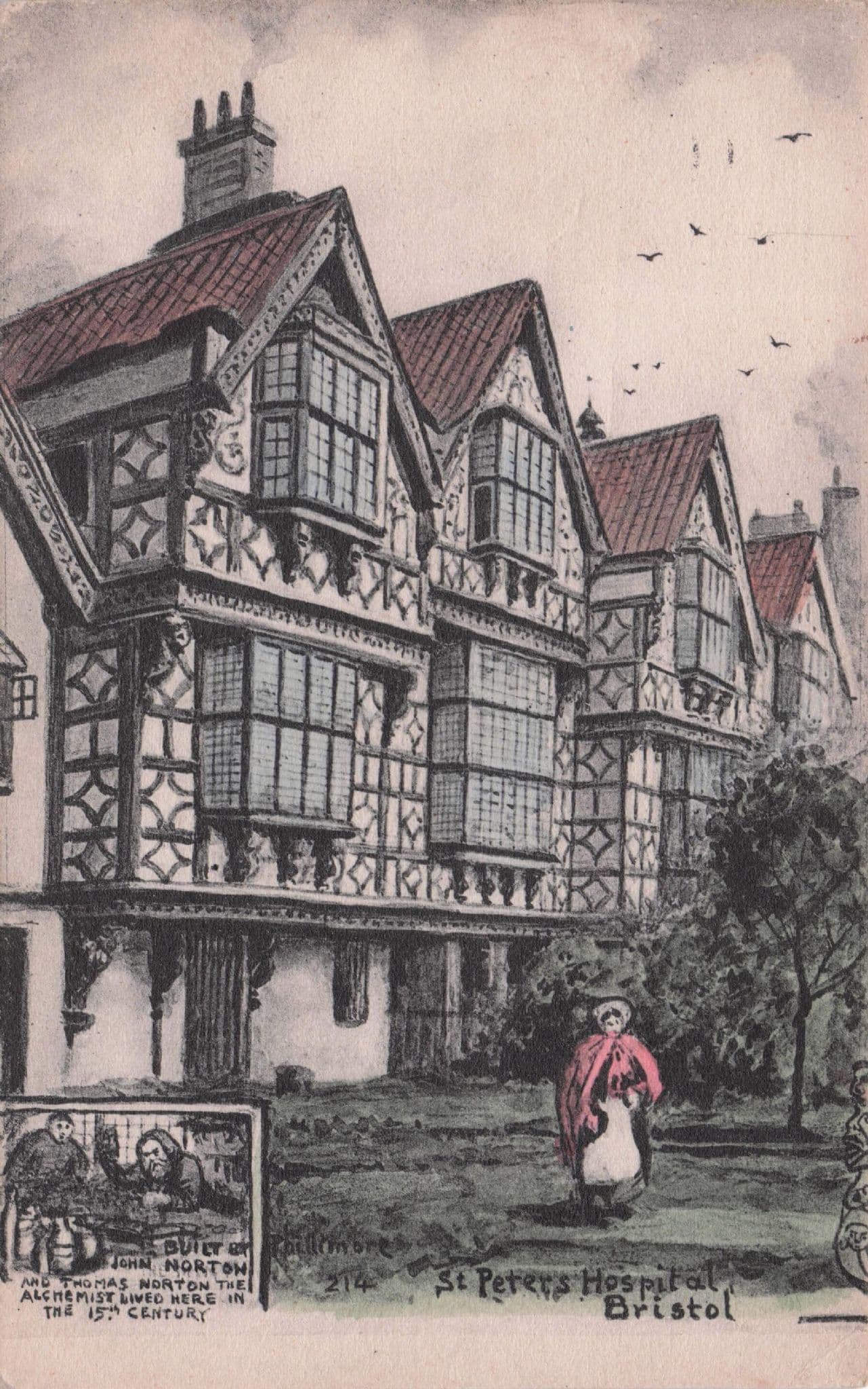 Thomas Norton's Hospital Phillimore Bristol Old Painting Postcard