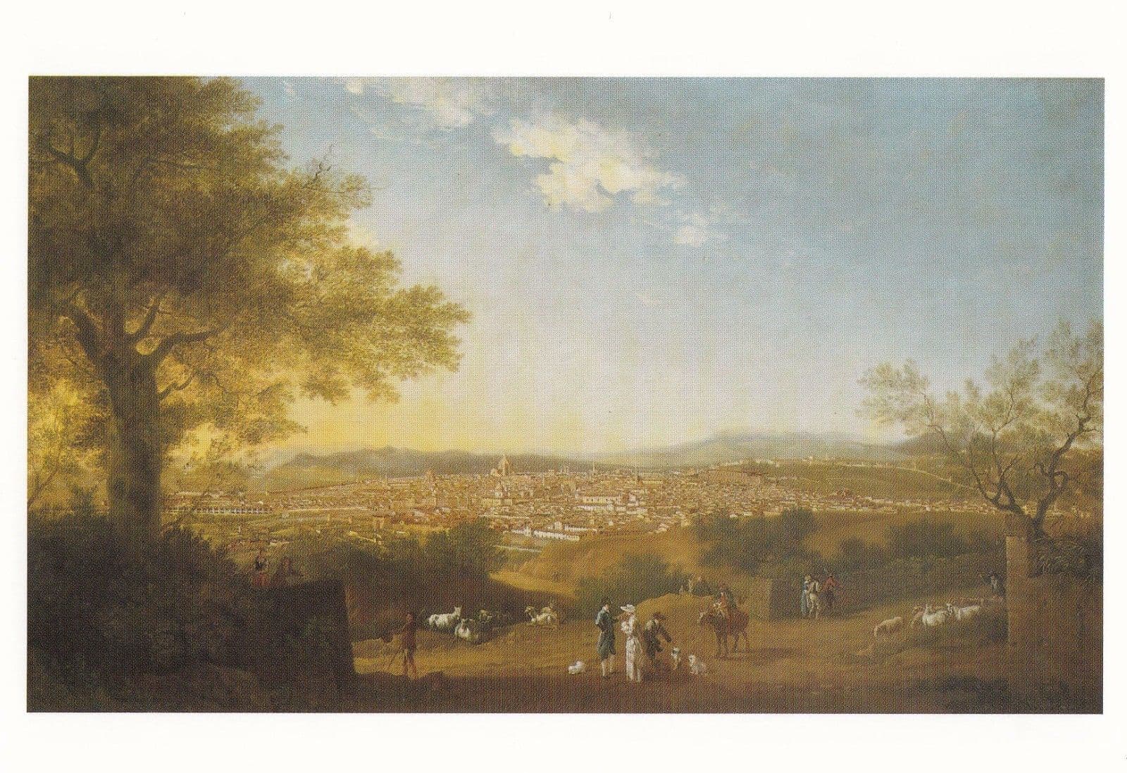 Thomas Patch Florence From Bellosguardo Italy Sheep Old Oil Painting Postcard