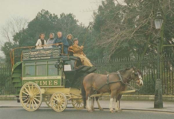 Thomas Tilling Knifeboard Omnibus Peckham Car Old Coach 1875 London Postcard
