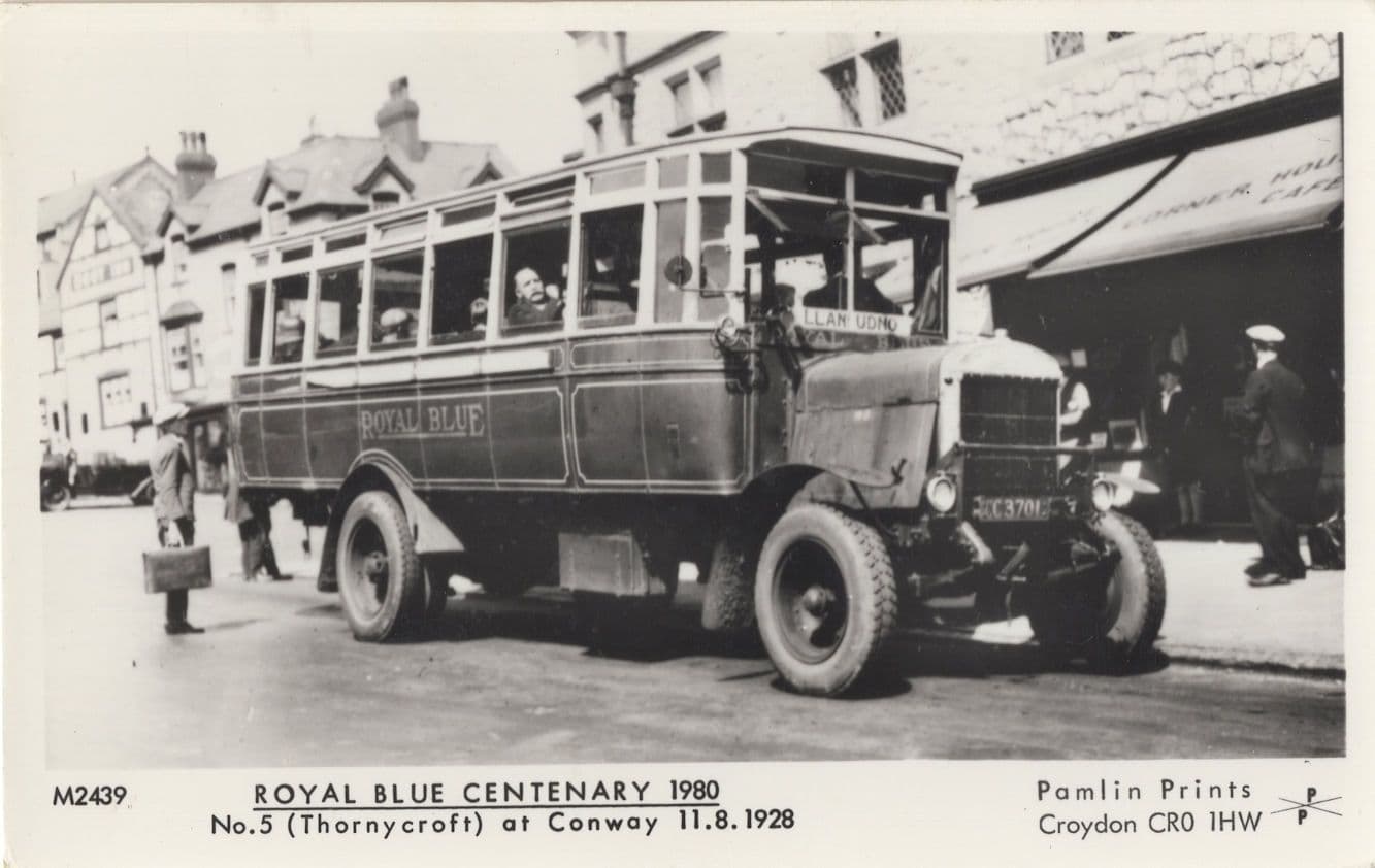 Thornycroft Royal Blue Centenary Old Bus Tram Parade Postcard