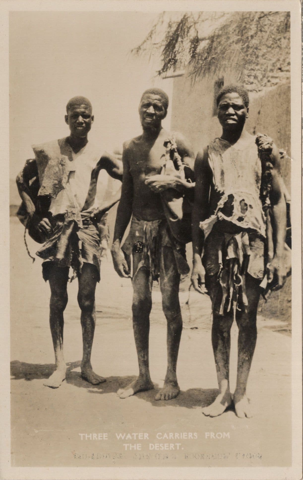 Three Arab Water Carriers From Egypt Desert Real Photo Old Postcard