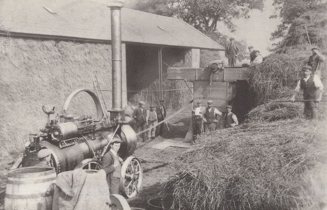 Threshing at Gaerwen Welsh Rare Postcard