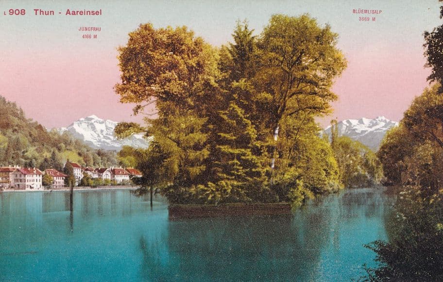 Thun Aareinsel Antique Swiss Switzerland Postcard