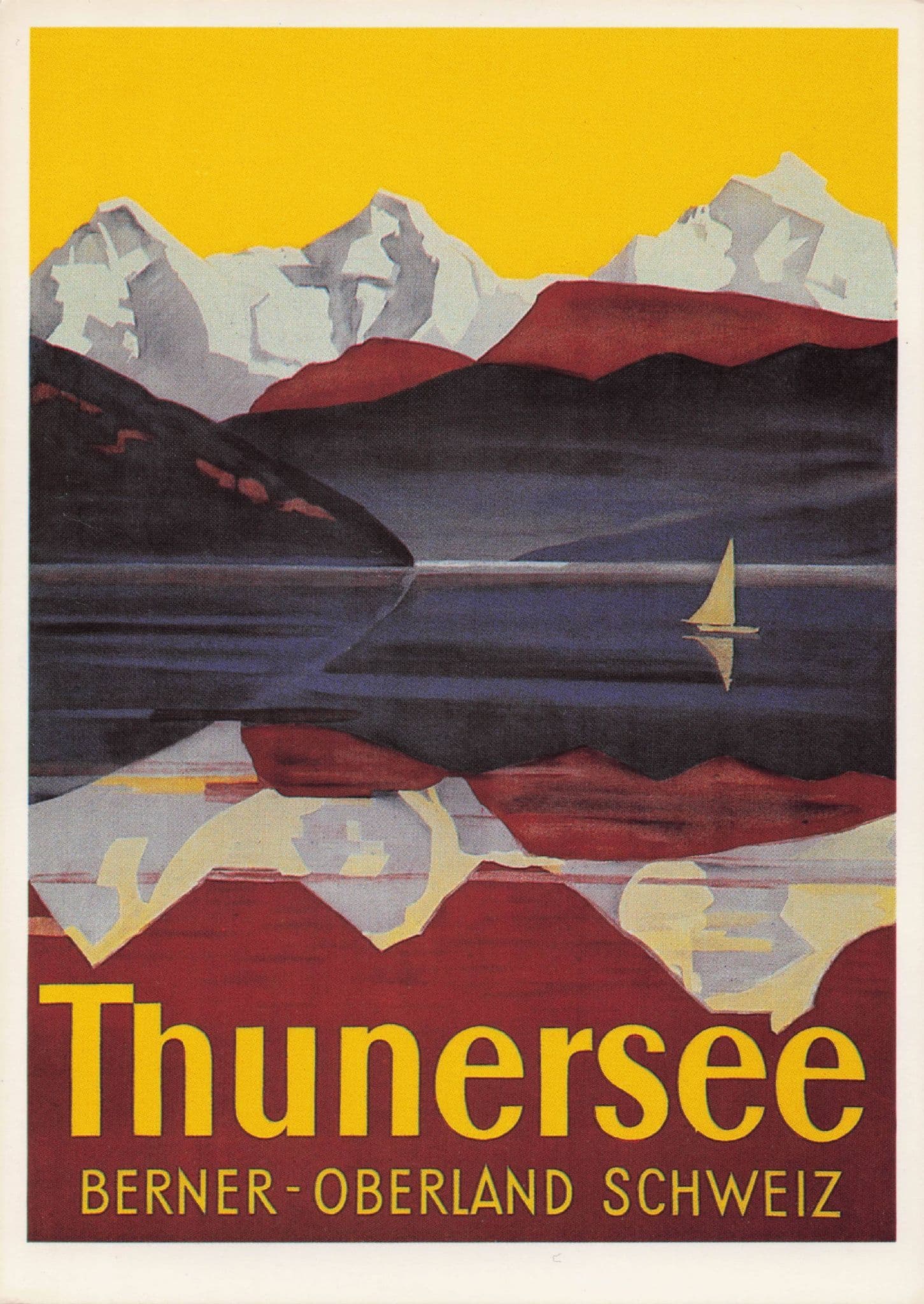 Thunersee Switzerland 1929 Swiss Travel Advertising Poster Postcard