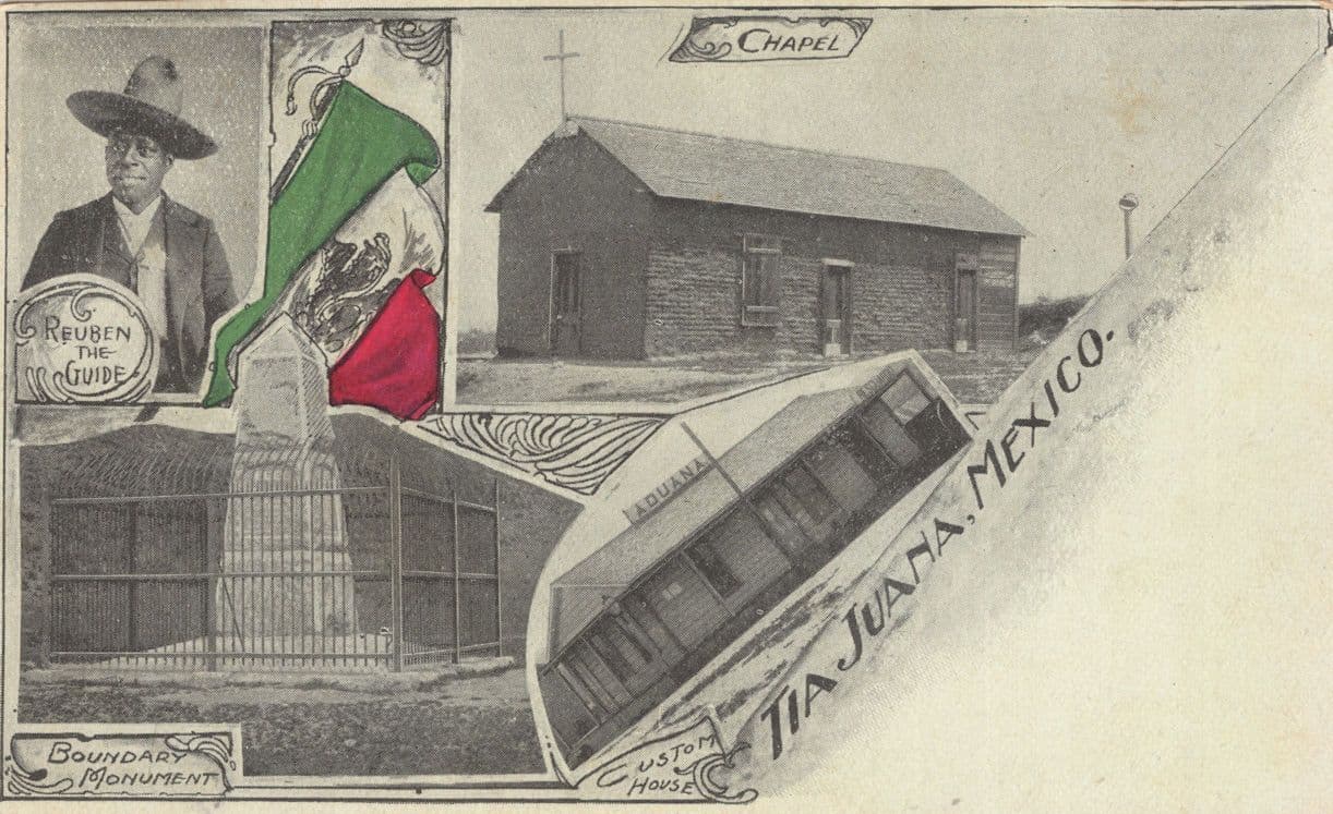 Tia Juana Chapel Boundary Monument Mexico Tour Guide Old Postcard
