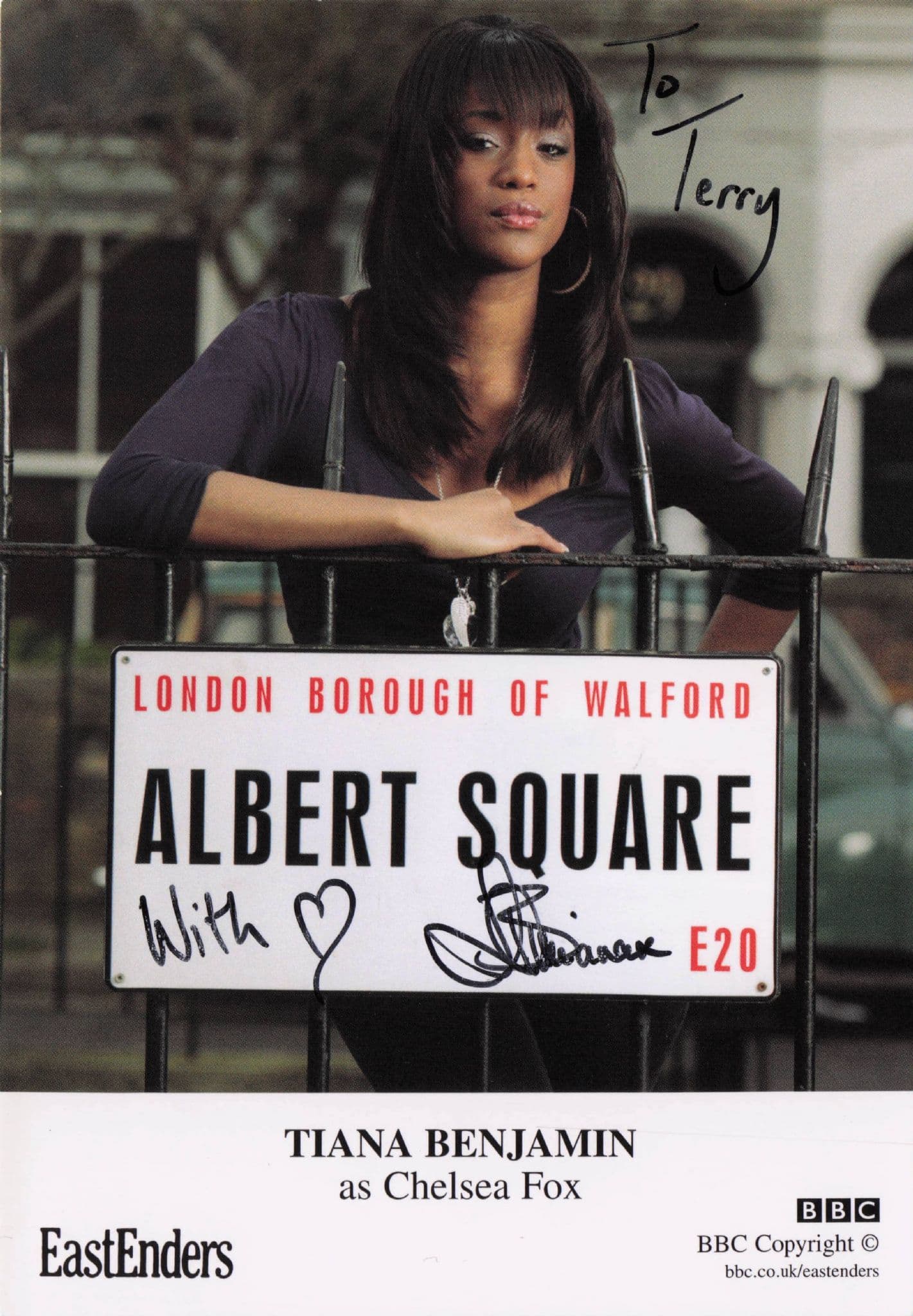Tiana Benjamin as Chelsea Fox Eastenders Hand Signed Cast Card Photo