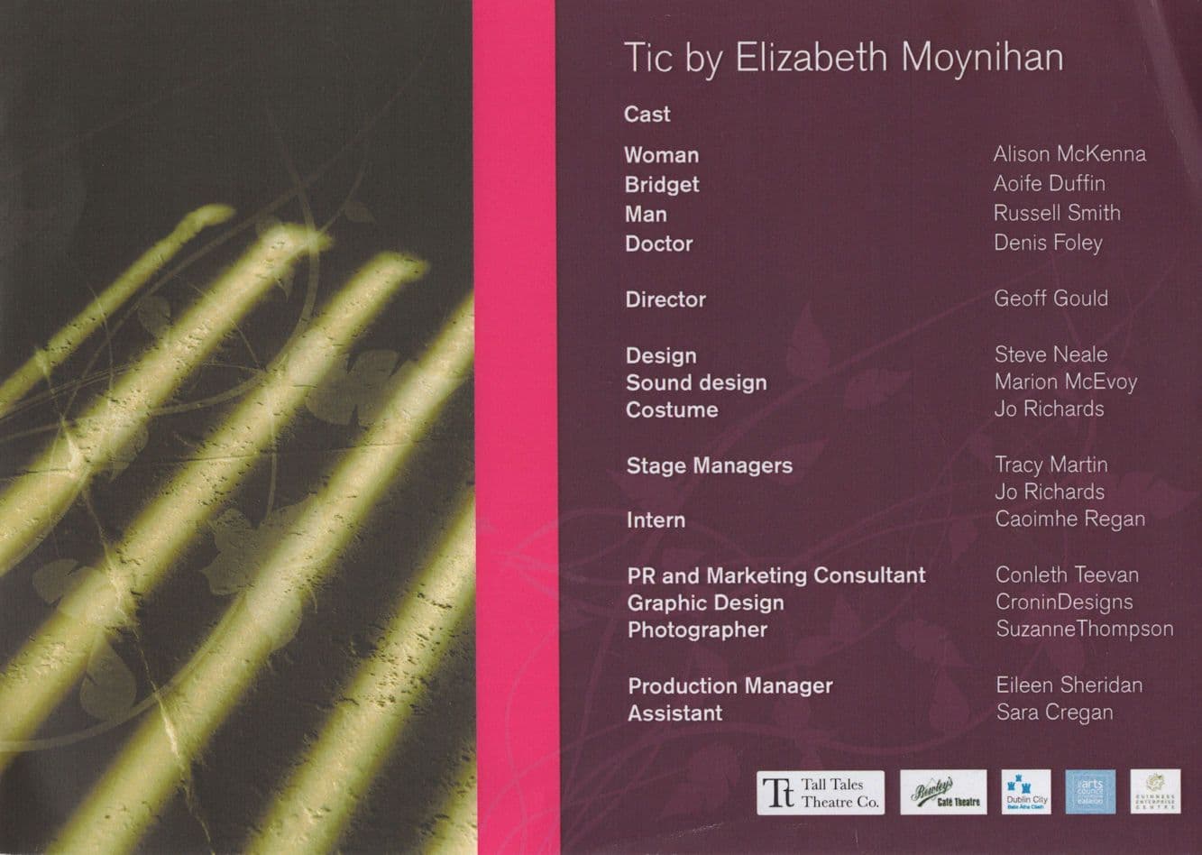 Tic Elizabeth Moynihan 4x Hand Signed Irish Theatre Flyer
