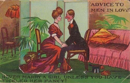 Tickle A Fancy Wedding Marriage Etiquette Courting Antique Comic Humour Postcard