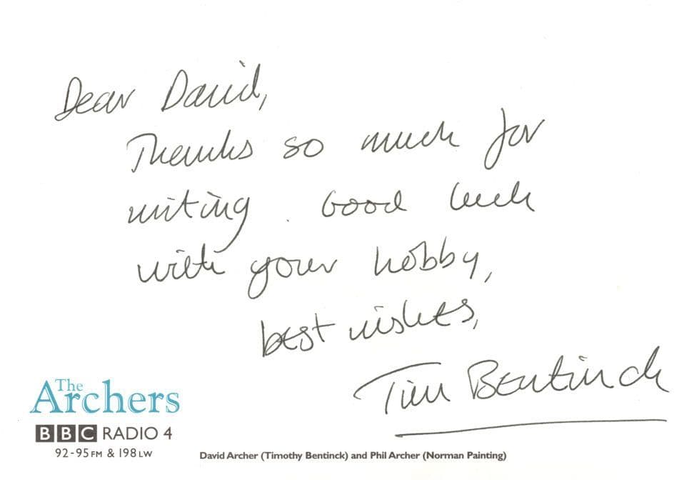 Tim Bentinck The Archers BBC Radio 4 Hand Signed Cast Card Photo
