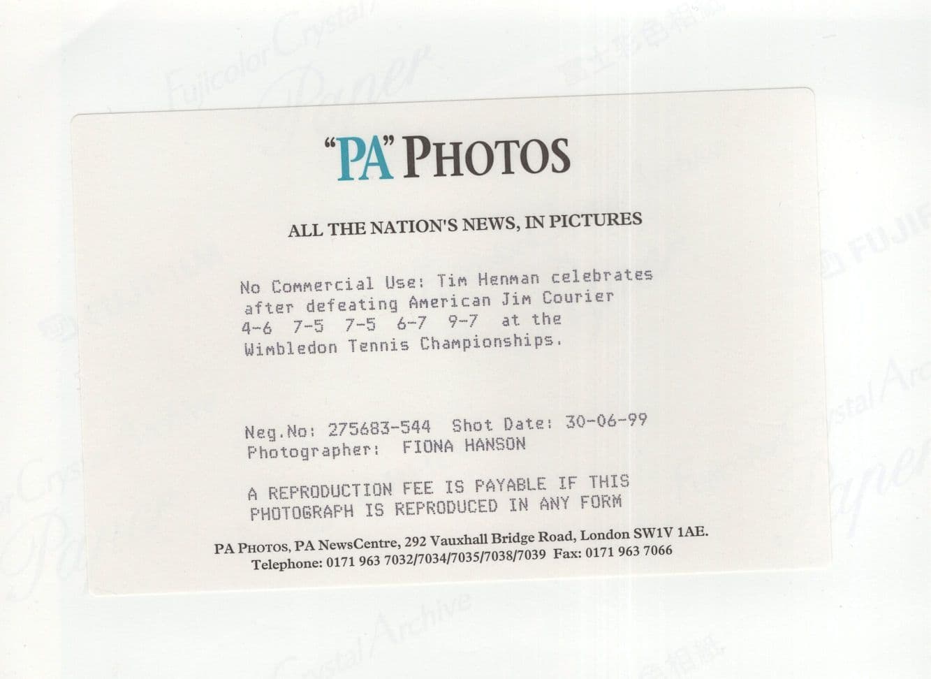 Tim Henman Beats Jim Courier Wimbledon Tennis 1999 Press Photo