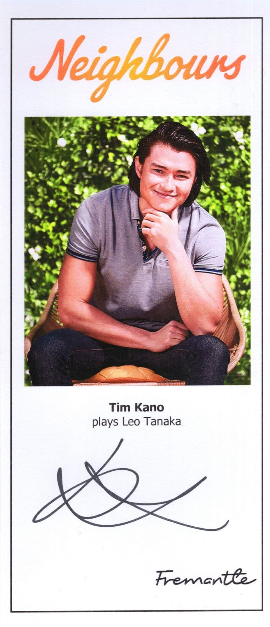 Tim Kano as Leo Tanaka Neighbours Hand Signed Cast Photo