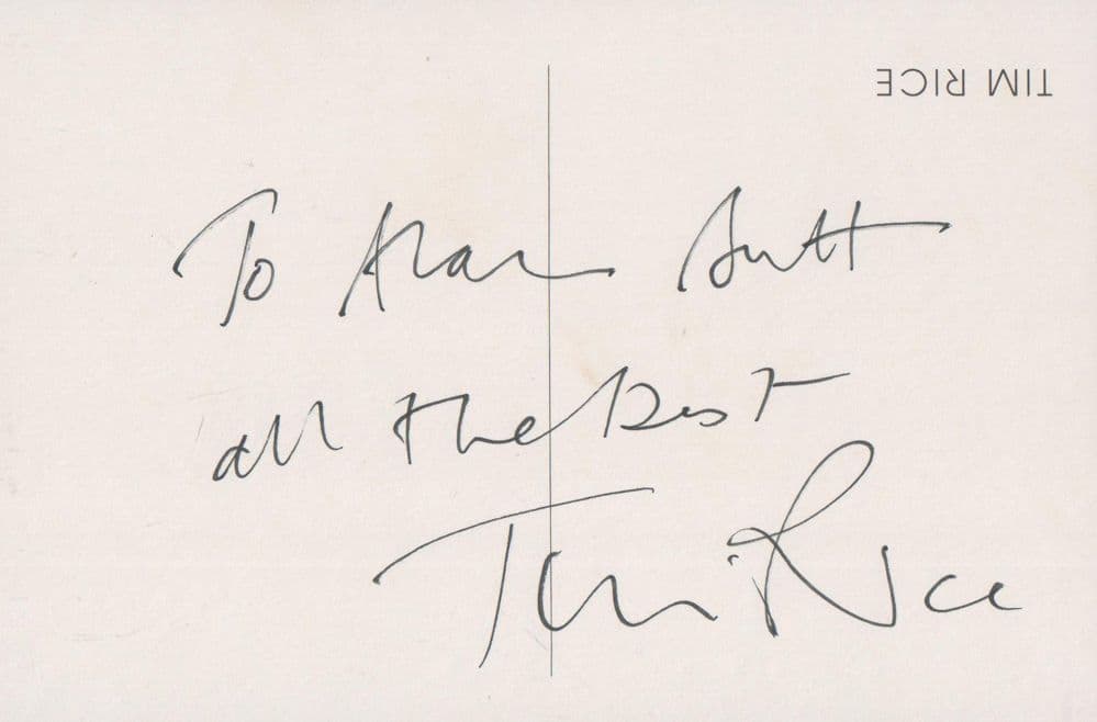 Tim Rice Stunning Hand Signed Photo