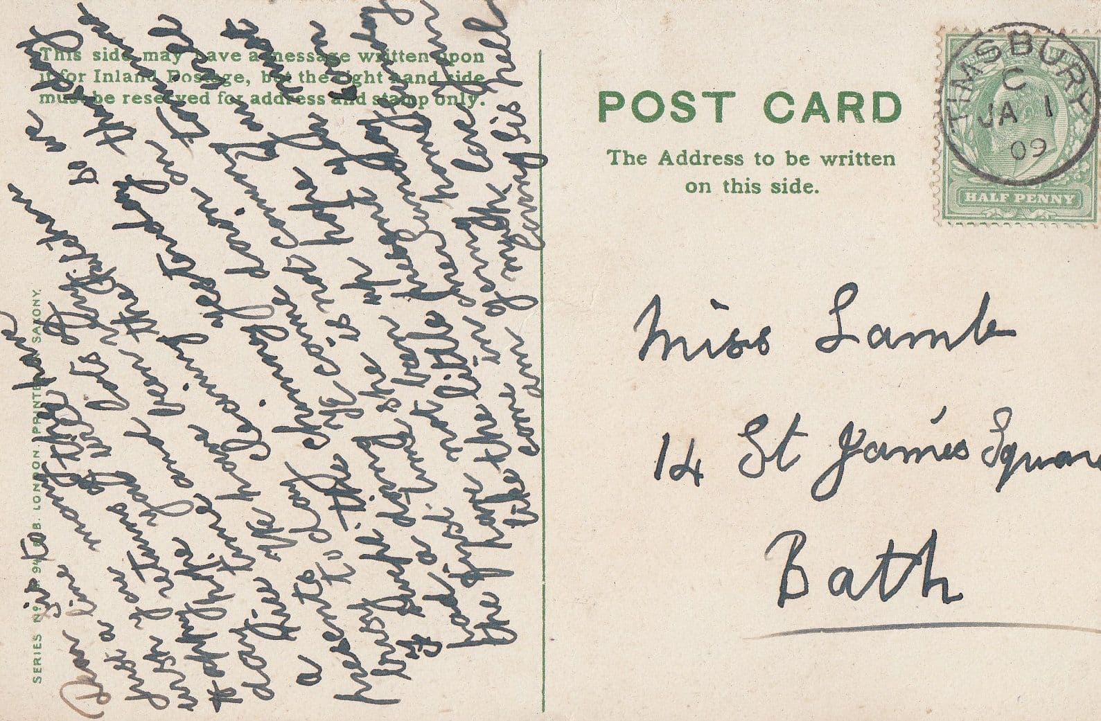 Timsbury Somerset Village 1909 Greetings Postmark Postcard